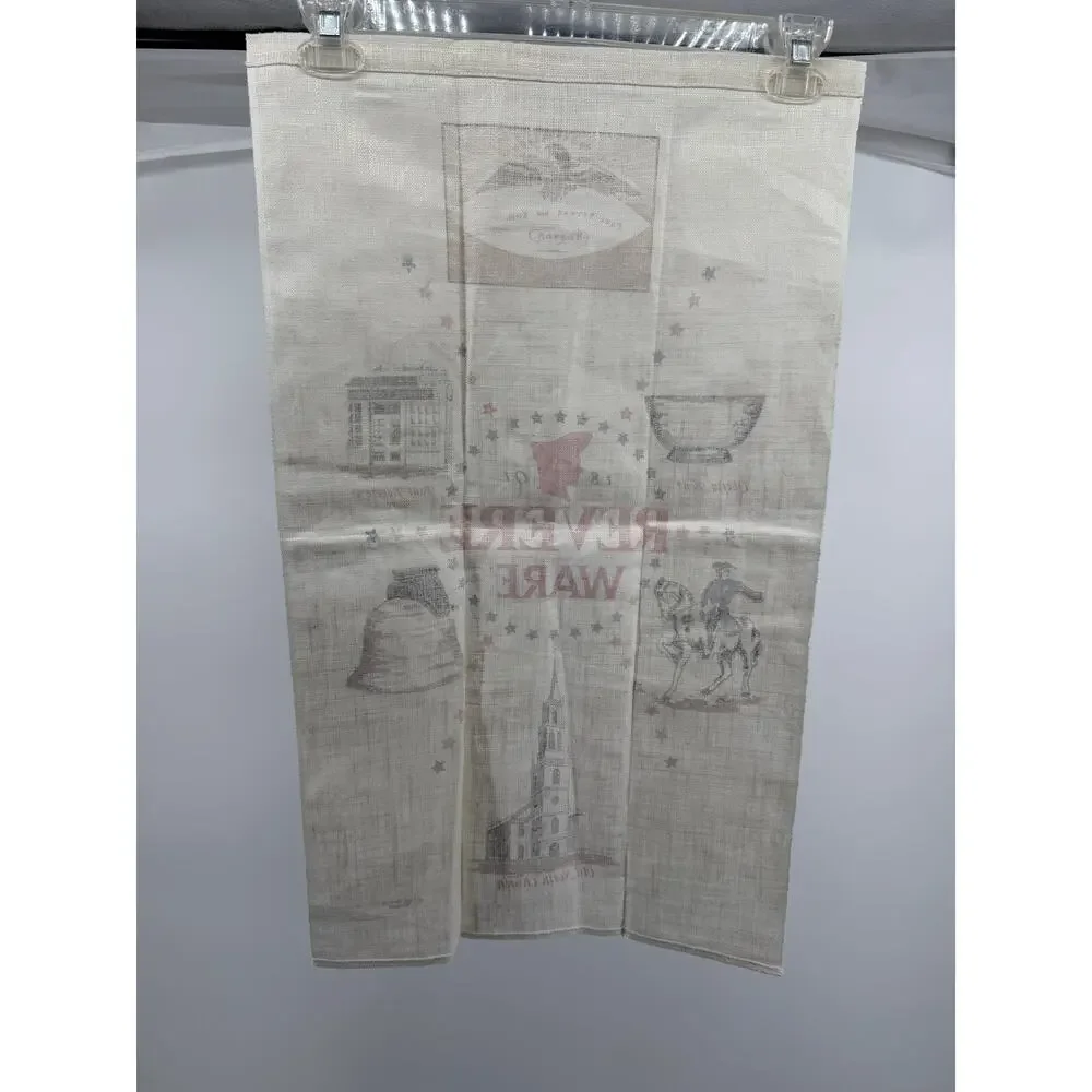 Vintage Revere Ware Boston Tea Towel Paul Revere Americana Linen 26 x 16